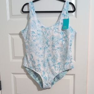 Posh Peanut Turquoise Floral Swimwear